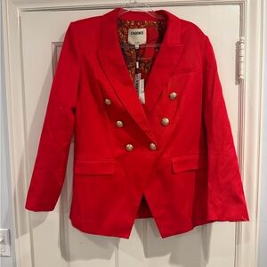 L'AGENCE Scarlet Blazer with Gold Buttons